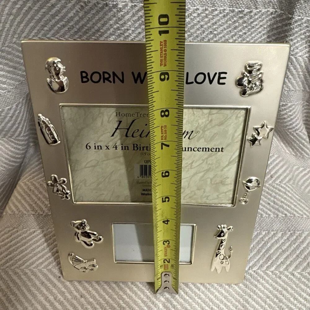 Home Trends Heirloom Silver Baby Birth Announcement Photo Frame 4x6
